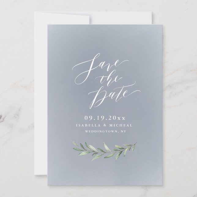 Reserva La Fecha Boda rústica de caligrafía simple gris (Anverso)