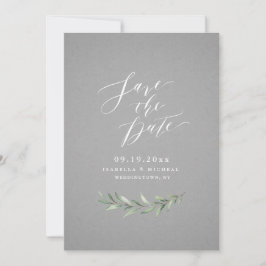 Reserva La Fecha Boda rústica de caligrafía simple gris