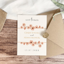 Reserva La Fecha Boda Rústica de Flores Silvestres de Color Rosa Ro