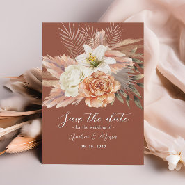 Reserva La Fecha Boda Rústica Floral Boho Terracota