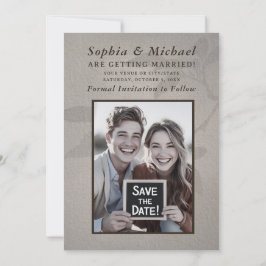 Reserva La Fecha Boda Rústica Informal Foto de Guardar la Fecha