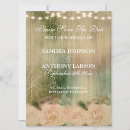 Reserva La Fecha Boda Rústica Rosa Salva La Fecha