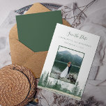 Reserva La Fecha Boda Rústico de la Selva Montañosa de Fotografía<br><div class="desc">Foto Boda Rústica Forestal de Montaña Salva la Fecha</div>