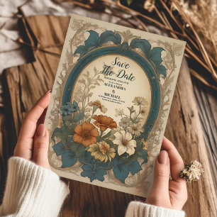 Reserva La Fecha Boda Sage Green Art Nouveau Alphonse Mucha