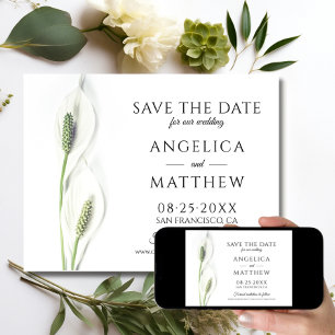 Reserva La Fecha Boda salva la fecha White Peace Calla Lily