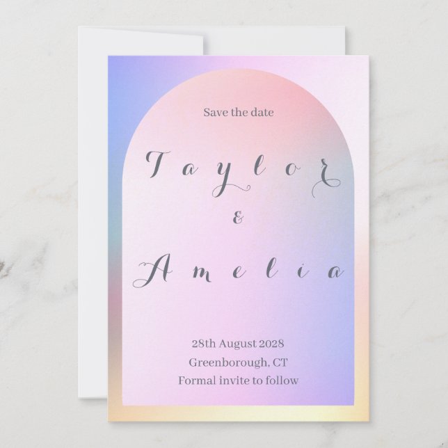 Reserva La Fecha Boda Salvar el Arco de Ombre Lilac Rosa de la Fech (Anverso)