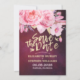 Reserva La Fecha Boda Salvar La Fecha Floral Feathers Burgundy Red