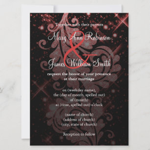 Reserva La Fecha Boda Salvar La Fecha Purpurina Rojo Floral Swirl