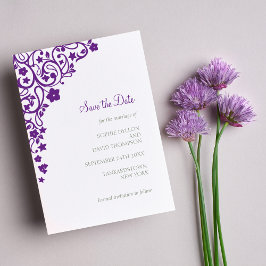 Reserva La Fecha Boda Secret Garden Purple Floral Lovebirds