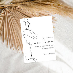 Reserva La Fecha Boda sencillo de escritura blanca moderna