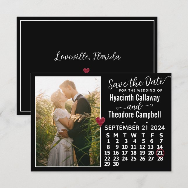 Reserva La Fecha Boda Septiembre 2024 Personalizado de calendario F (Anverso / Reverso)