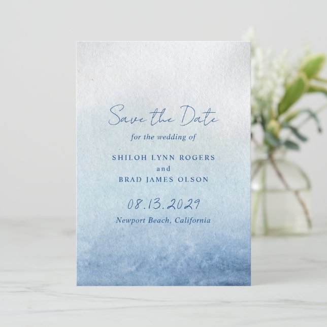 Reserva La Fecha Boda Shiloh Blue Elegant (Anverso de pie)
