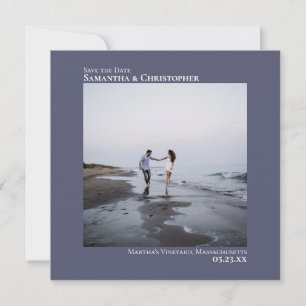 Reserva La Fecha Boda simple Artsy Minimal Photo Steel Blue