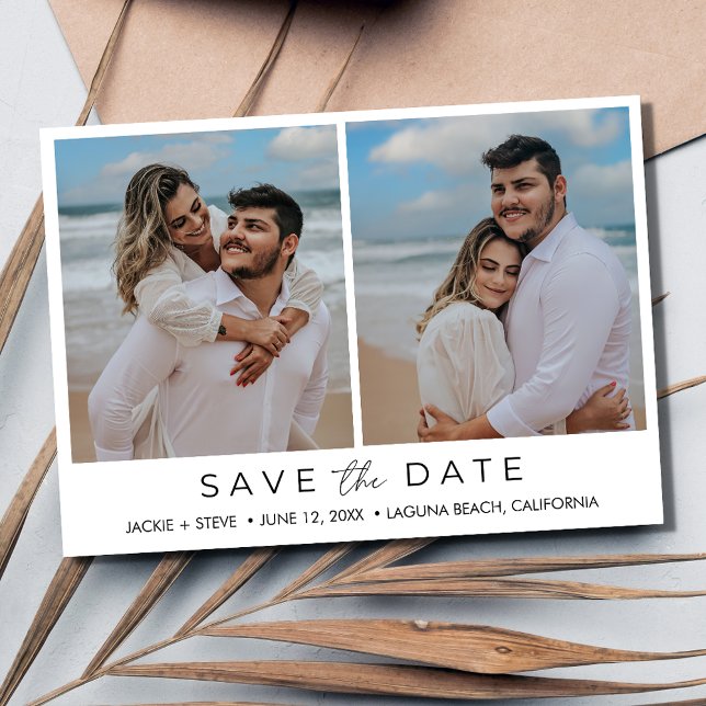 Reserva La Fecha Boda Simple Beach Photo California (Simple Beach Photo California Wedding Save The Date)