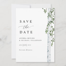 Reserva La Fecha Boda Simple de Árbol de Abedul