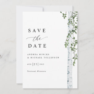 Reserva La Fecha Boda Simple de Árbol de Abedul