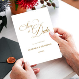 Reserva La Fecha Boda simple de caligrafía de oro