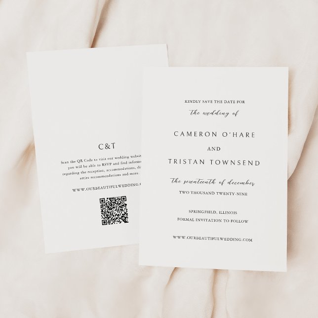 Reserva La Fecha Boda Simple de Código QR en Blanco y Negro (Subido por el creador)