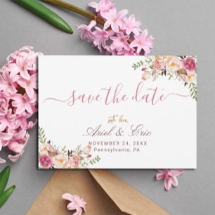 Reserva La Fecha Boda simple de Rubor rosado floral