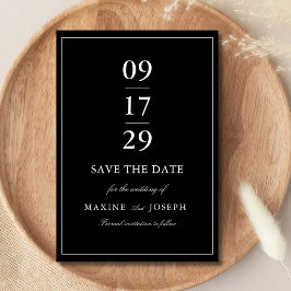 Reserva La Fecha Boda Simple Elegante Formal en Negro y Blanco