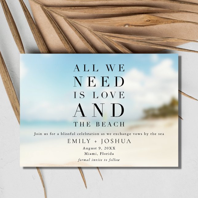 Reserva La Fecha Boda simple en la playa (Simple Beach Wedding Save the Date Card)