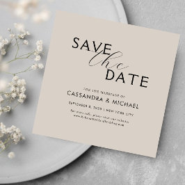 Reserva La Fecha Boda Simple Minimalista con Letra Beige y Negra