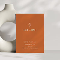 Boda simple Minimalista de Naranja quemado botánic