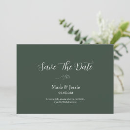 Reserva La Fecha Boda Simple Verde Oscuro y Blanco ROE