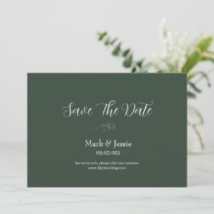 Reserva La Fecha Boda Simple Verde Oscuro y Blanco ROE