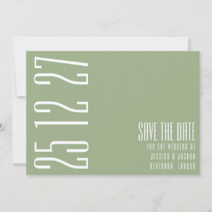 Reserva La Fecha Boda simplista de color blanco verde de fecha negr