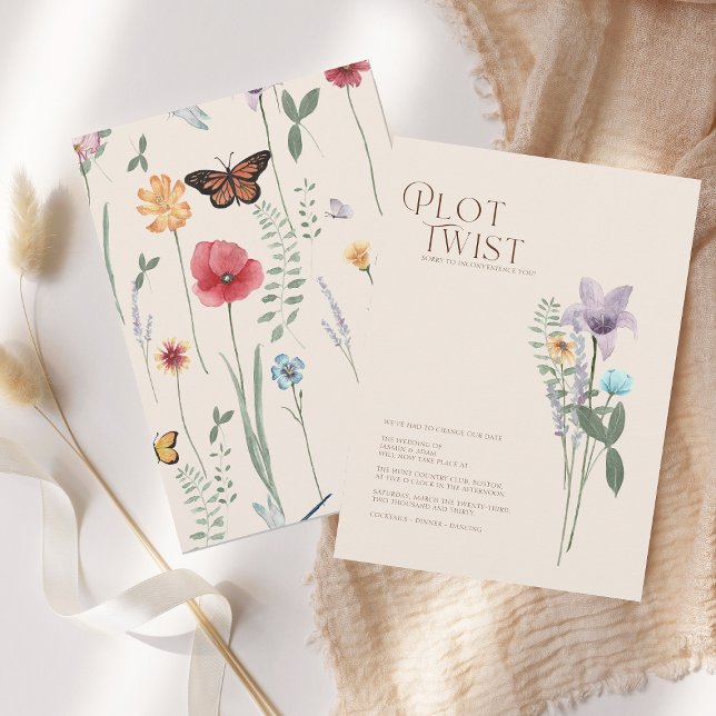 Reserva La Fecha Boda Sorpresa de Parcelas de Flores Silvestres Col (Simple Colorful Wildflower Floral Wedding Plot Twist )