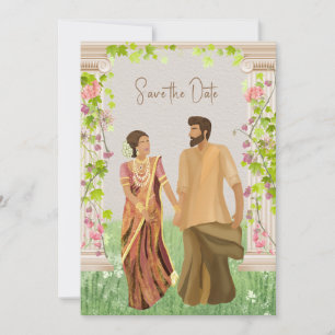 Reserva La Fecha Boda Tamil Ilustracion De Pareja Guardar La Fecha