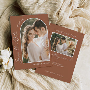Reserva La Fecha Boda Terracotta simple y elegante