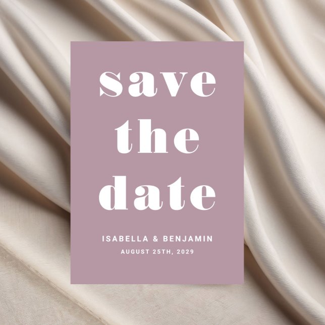 Reserva La Fecha Boda Tipografía Mauve Moderna (Pink Mauve Modern Typography Wedding Save The Date)
