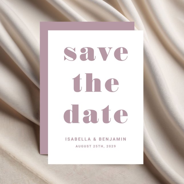 Reserva La Fecha Boda Tipografía Rosa Malva Moderna (Modern Mauve Pink Typography Wedding Save The Date)