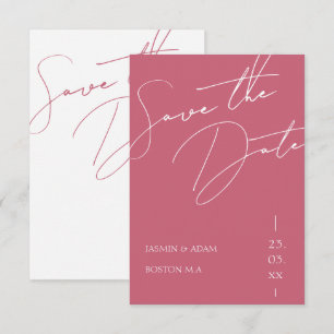 Reserva La Fecha Boda Tipografía Script Magenta Rosa Minimalista