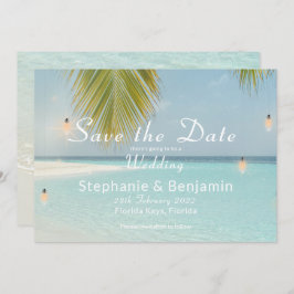 Reserva La Fecha Boda Tropical Beach Turquoise Palm Tree