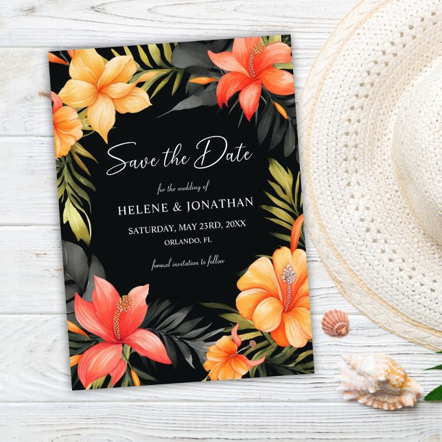 Reserva La Fecha Boda tropical bucal (Floral Botanical Tropical Wedding Save The Date)
