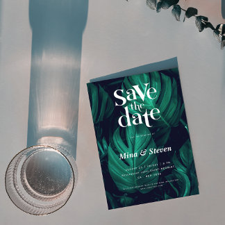 Reserva La Fecha Boda tropical de acuarela Monstera