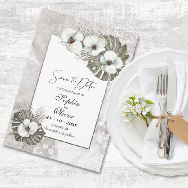 Reserva La Fecha Boda tropical de orquídeas blancas salva la fecha (Subido por el creador)