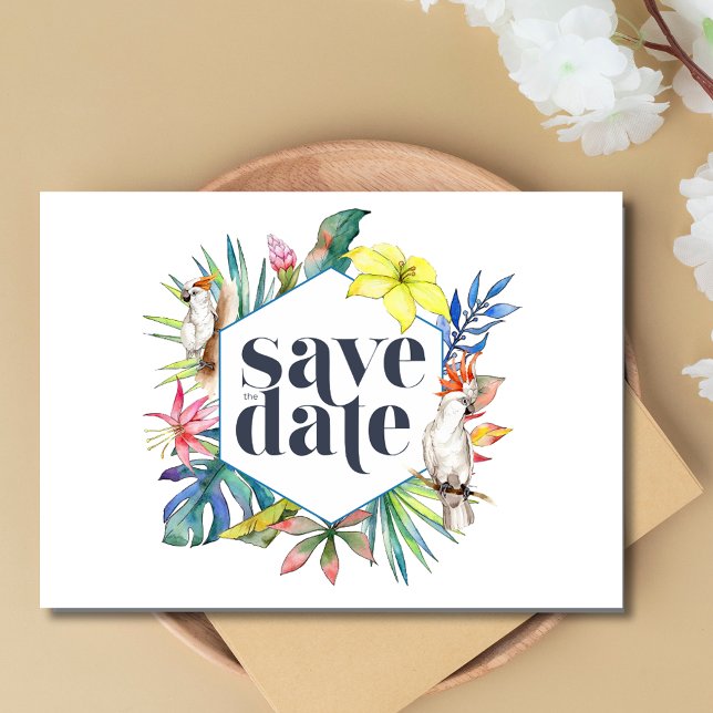 Reserva La Fecha Boda Tropical Floral Beach (Tropical Floral Beach Wedding Save The Date)