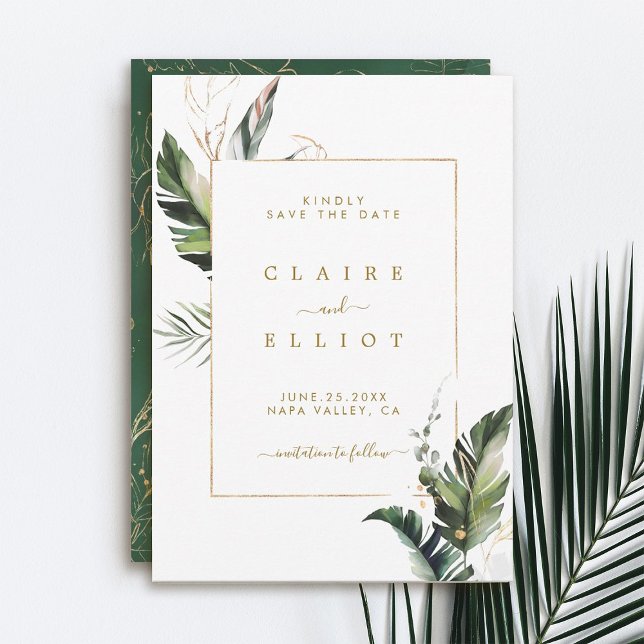 Reserva La Fecha Boda Tropical Foliage Gold (Subido por el creador)