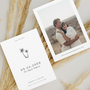 Reserva La Fecha Boda Tropical Moderna con Palma Dibujada y Foto