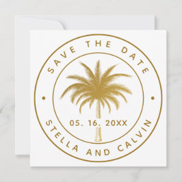 Reserva La Fecha Boda Tropical Palm Tree Photo Gold