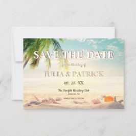 Reserva La Fecha Boda Tropical Palm Tree Summer Beach Save The D