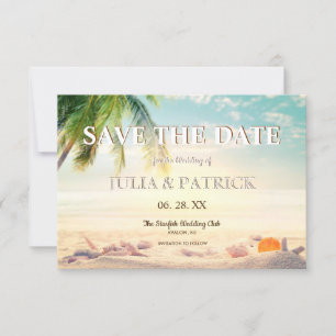 Reserva La Fecha Boda Tropical Palm Tree Summer Beach Save The D