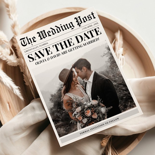 Reserva La Fecha Boda único de foto de periódico (Subido por el creador)