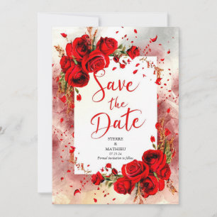 Reserva La Fecha Boda único de rosas rojas Crimson