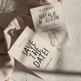 Reserva La Fecha Boda único romántico retro de mano moderna