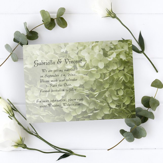 Reserva La Fecha Boda verde Annabelle Hydrangea Salven la fecha (Subido por el creador)
